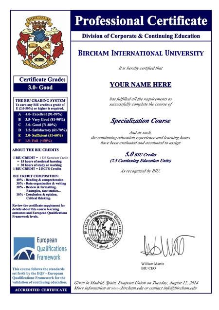 Ejemplo de Certificado BIU Ejemplo de Certificado BIU